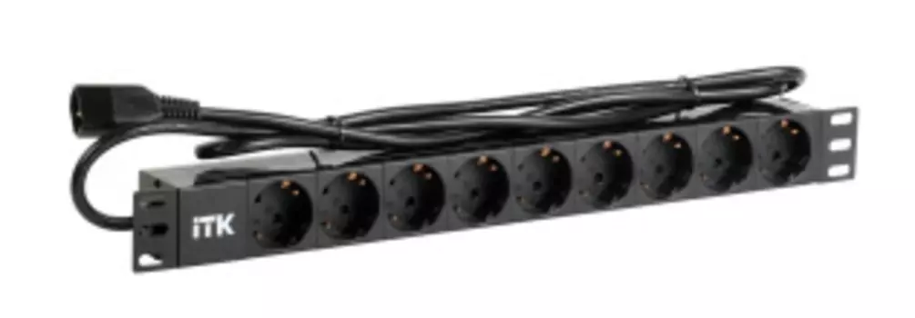 Блок распределения питания ITK профиль из ПВХ PH22-9D2-P гор.размещ. 9xSchuko базовые 16A C14 2м