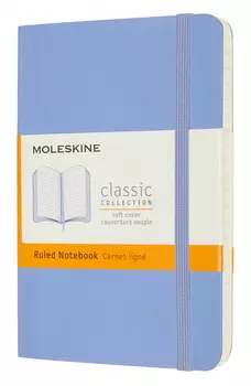 Блокнот Moleskine CLASSIC SOFT QP611B42 Pocket 90x140мм 192стр. линейка мягкая обложка голубая гортензия