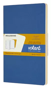 Блокнот Moleskine VOLANT QP721B41M17 Large 130х210мм 96стр. линейка мягкая обложка синий/желтый янтарный (2шт)