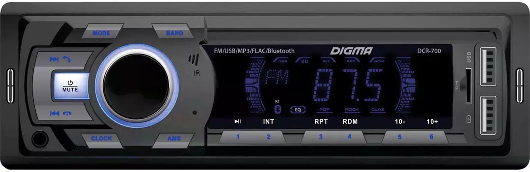 Автомагнитола Digma DCR-700 1DIN 4x50Вт