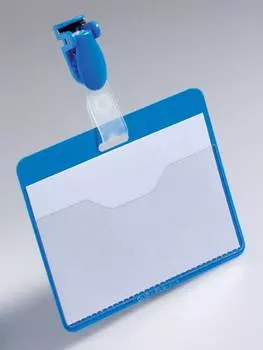 Бейдж Durable 8106-06 60х90мм горизонтальный зажим+клип синий (упак.:25шт)