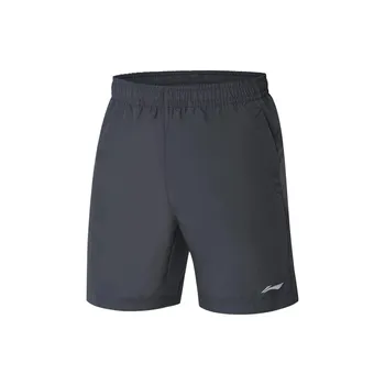 Li-Ning Тренировочные шорты прямого покроя с логотипом средней посадки, мужские шорты темно-черного цвета AKSS561-2 S