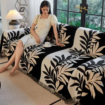 Funda Sofa Home Синель Гавайи Лист Цвет Блок Диван Коврик Пледы Всесезонный Кемпинг Пикник Диван Чехол 180x130