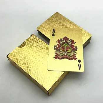 Новые игральные карты из золота 24 карата, пластиковая колода для игры в покер, фольгированная упаковка для покера, волшебная водонепроницаемая подарочная коллекция карт, настольная игра для азартных игр