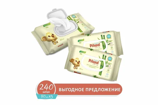 Салфетки детские Пикул Комфорт влажн экстракт алоэ/календулы, 240 шт
