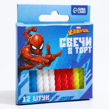 Набор MARVEL свечей в торт 12 шт С Днем Рождения , Человек-паук