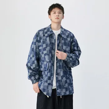 Куртка Tooling Jacket Мужская весна и осень в стиле Гонконга, повседневная, свободная, с лацканами, модная джинсовая куртка Ruffian, красивая мужская одежда S