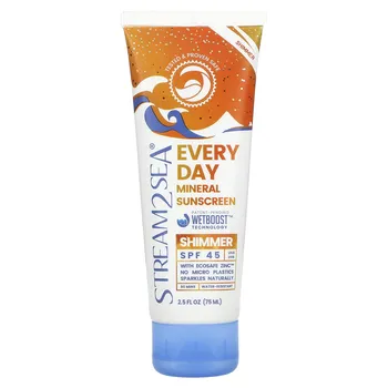 Stream2Sea, Солнцезащитный крем на каждый день с минералами, мерцающий, SPF 45, 2,5 жидких унции (75 мл)