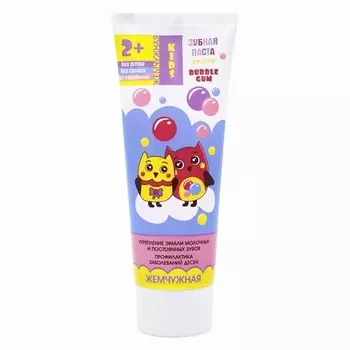ЖЕМЧУЖНАЯ KIDS зубная паста для детей Bubble Gum с 2 лет без фтора 60.0