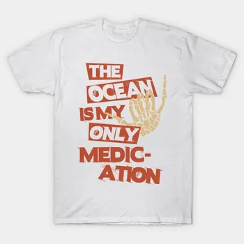 T Shirt Women Ocean Is The Only Medication Harajuku Print Kawaii Tshirt Summer Short Sleeve Female T-Shirt Top Tee S розовый