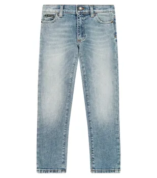 Прямые джинсы с логотипом Dolce&Gabbana Kids, синий