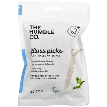 The Humble Co., Зубочистка 2-в-1, мята, 50 зубочисток