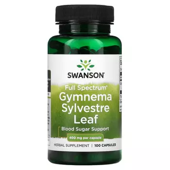 Swanson, Gymnema Sylvestre Leaf, полный спектр действия, 400 мг, 100 капсул