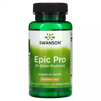 Swanson, Пробиотик Epic Pro с 25 штаммами, для пищеварения, 30 млрд КОЕ, 30 вегетарианских капсул DrCaps