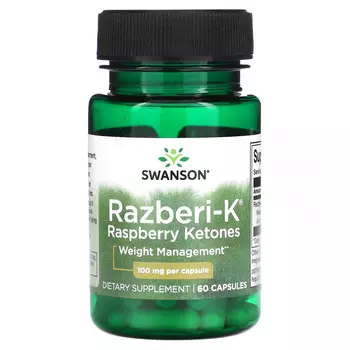 Swanson, Razberi-K, кетоны малины, 100 мг, 60 капсул