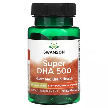 Swanson, Super DHA 500, 500 мг, 30 мягких таблеток