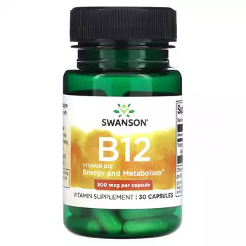 Swanson, Витамин B12, 500 мкг, 30 капсул