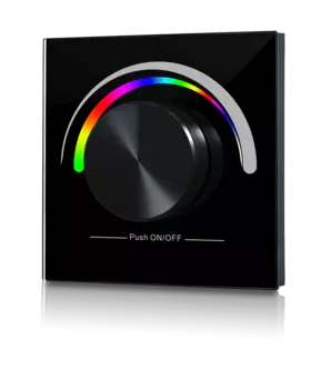 Радио панель W-RGB-B встраиваемая в стену с валкодером на 1 зону для RGB ленты, черная, W-RGB-B