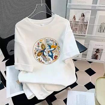 GMXIA Женские модные повседневные летние блузки и рубашки с круглым вырезом с короткими рукавами M