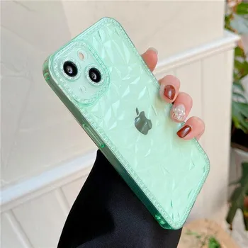Кристально чистый тонкий чехол для телефона с ромбовидным узором для Iphone 14 Pro 13 12 11 Pro Max X Xr Xs Max, мягкий прозрачный противоударный чехол For iPhone X or XS