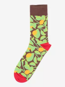 Носки дизайнерские Burning Heels, Lemons, Green/Brown, Зеленый