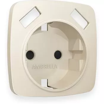 Лицевая панель Ambrella Volt OMEGA (Бежевый матовый) для электрической розетки с/з со шторками 2USB A+A QUANT OP3290