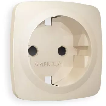 Лицевая панель Ambrella Volt OMEGA (Бежевый матовый) для электрической розетки с/з со шторками QUANT OP3270