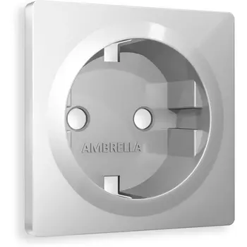 Лицевая панель Ambrella Volt ALFA (Серебро глянец) для электрической розетки с заземлением QUANT AP4060