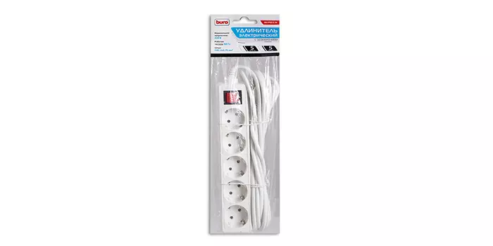Сетевой удлинитель Buro BU-PS5.5/W 5м (5 розеток) белый /w light switch