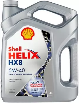 Синтетическое моторное масло SHELL Helix HX8 Synthetic 5W-40 SN+ 4 л