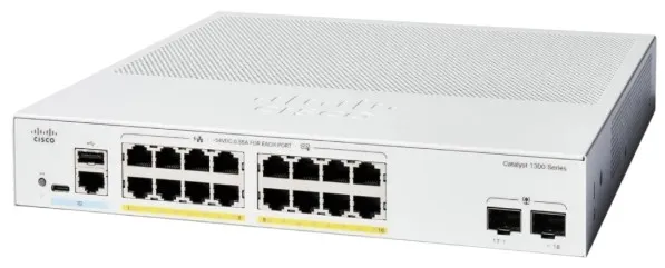 Коммутатор Cisco C1300-16T-2G Catalyst 1300 16x 10/100/1000 Ethernet RJ-45 ports, 2x1G SFP uplink, Fanless