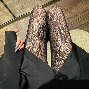Сексуальные колготки, колготки с цветочным принтом, ажурные сетчатые колготки, чулки для тела, женское нижнее белье, чулочно-носочные изделия, сетчатые нейлоновые колготки One Size
