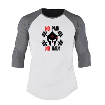 Muscleguys Новая мужская летняя футболка с короткими рукавами Crew Neck Три четверти рукава Хлопчатобумажная футболка M чёрный