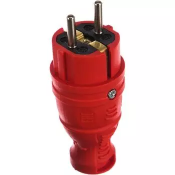 Вилка прямая Эра V8-RED-IP44 (каучуковая, с заземлением, прямая, 16 A, IP44, красная) Б0044547