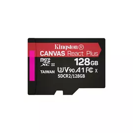 Карта памяти microSDXC 128 Гб Kingston Canvas React Plus Class 10 UHS-II, +адаптер