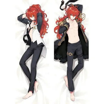 Чехол для подушки для косплея Genshin Impact Diluc, костюм Dakimakura Diluc, мужской отаку, обнимающий тело, наволочка, чехол 40x120cm Peachskin