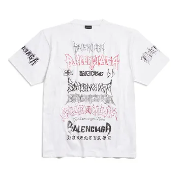 Футболка diy metal t-shirt 'white black red' Balenciaga, белый