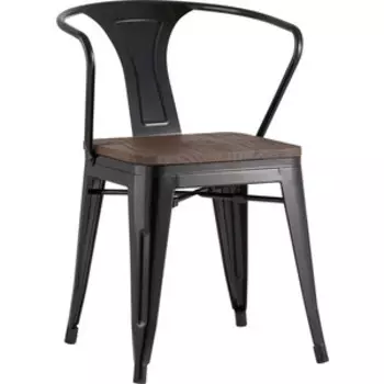 Стул Stool Group Tolix Arm wood черный глянцевый + темное дерево YD-H440AR-W LG-01