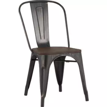 Стул Stool Group Tolix черный/патина золото + темное дерево YD-H440B-W MS-01-1
