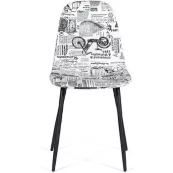 Стул TetChair Allen (mod. DC409) металл/ткань черно-белый принт ретро/черные
