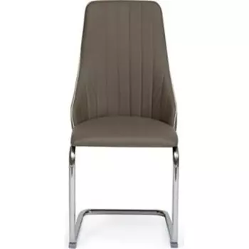 Стул TetChair FRATELLI (mod.8415) металл/экокожа, хром/пепельно-коричневый/слоновая кость (окантовка)