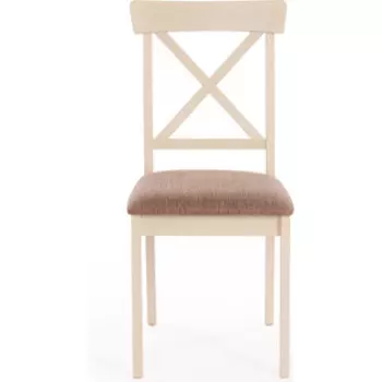 Стул TetChair Гольфи Джуниор Golfi Junior дерево гевея 45x51x94 ivory white ткань коричнево-золотая (1505-9)