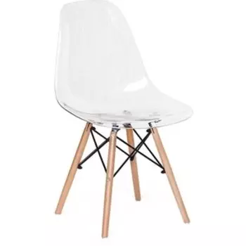 Стул TetChair Secret De Maison Cindy (Eames) (mod. 001) дерево береза/металл/сиденье пластик прозрачный /Transparent