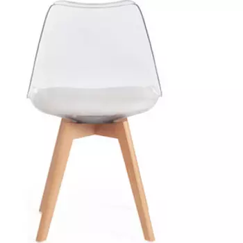 Стул TetChair Secret De Maison Tulip (mod. 73) дерево/пластик/ПУ прозрачный/ transparent, подушка белая/ cushion whit