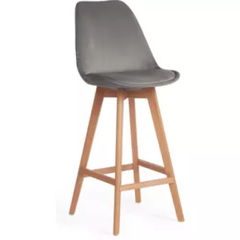 Стул TetChair Secret De Maison Tulip soft bar (mod. 75) вельвет/дерево светло-серый (HLR19)/ натуральный