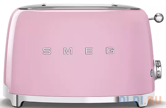 Тостеры SMEG/ Стиль 50-х г.г, 2 ломтика, корпус из нержавеющей стали, 6 уровней поджаривания, розовый