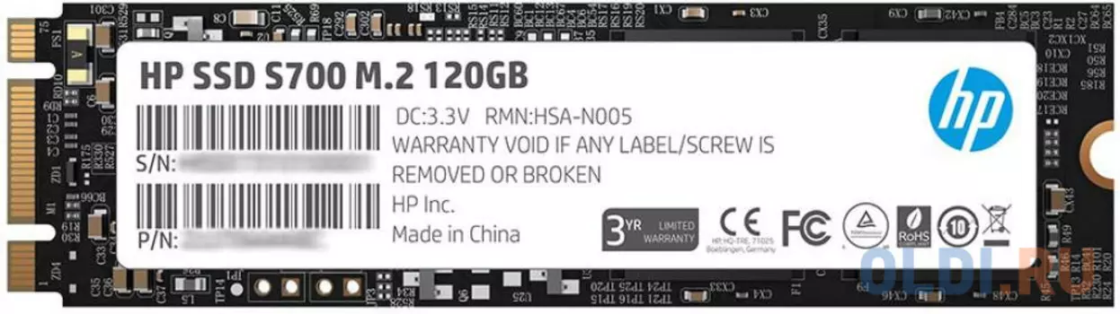 Твердотельный накопитель SSD M.2 120 Gb HP S700 Read 560Mb/s Write 511Mb/s 3D NAND TLC 2LU78AA