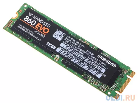 Твердотельный накопитель SSD M.2 250 Gb Samsung 860 EVO MZ-N6E250BW Read 550Mb/s Write 520Mb/s MLC