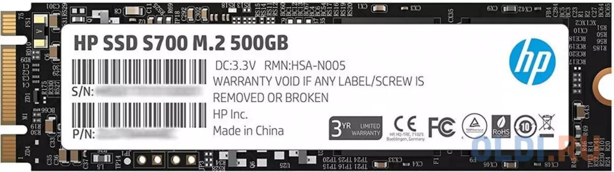 Твердотельный накопитель SSD M.2 500 Gb HP S700 Read 563Mb/s Write 515Mb/s 3D NAND TLC 2LU80AA