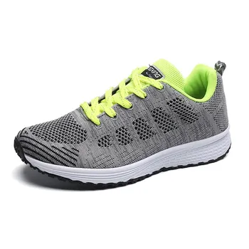 fashion Sneakers For Women Fashion Breathable 2024 New Comfortable Soft Sneakers Women Mesh Fabric Lace Up Woman Shoes Female Footwear 35 зелёный